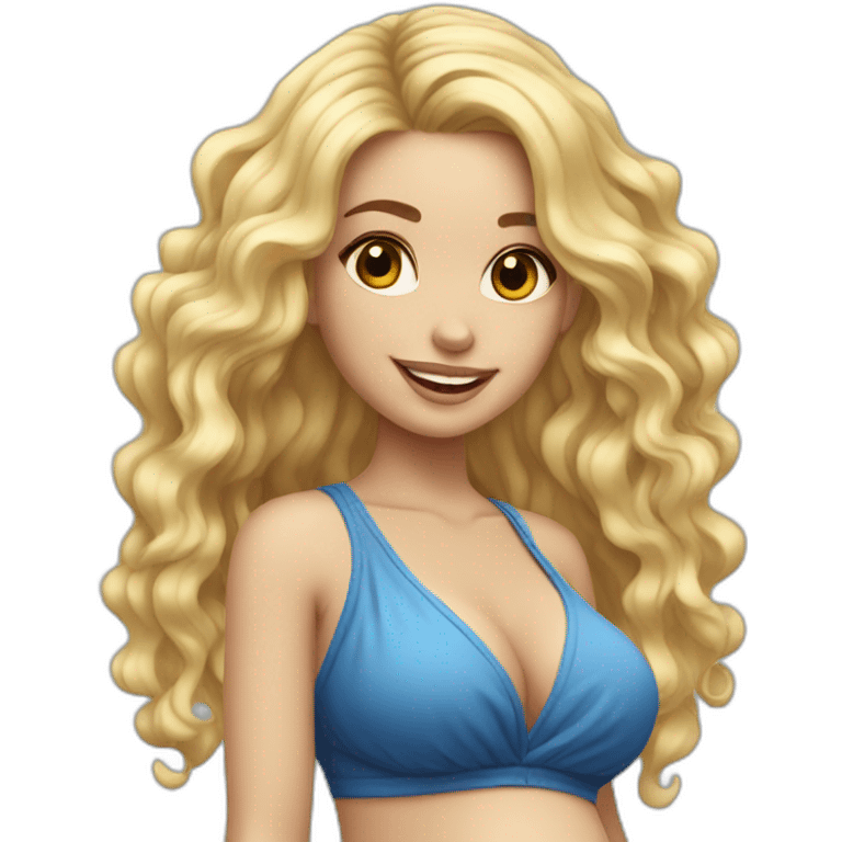 adorable pregnant blond full body beach-wave-hair emoji