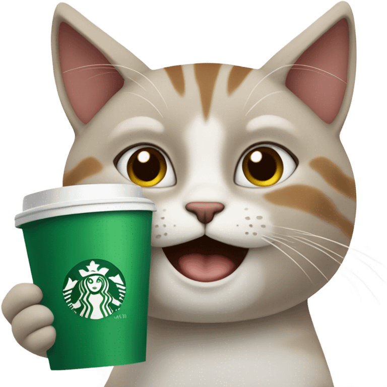 Cat with a Starbucks coffee  emoji