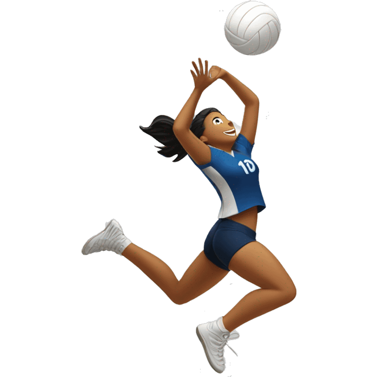 a volleyball player jumping and spiking a volleyball down emoji