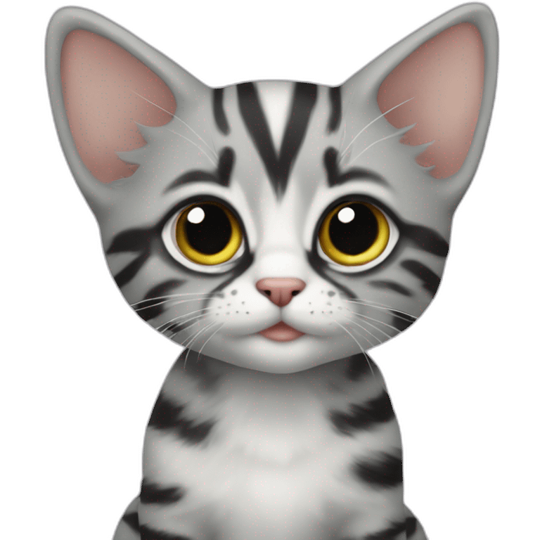 Chaton gris arlequin emoji