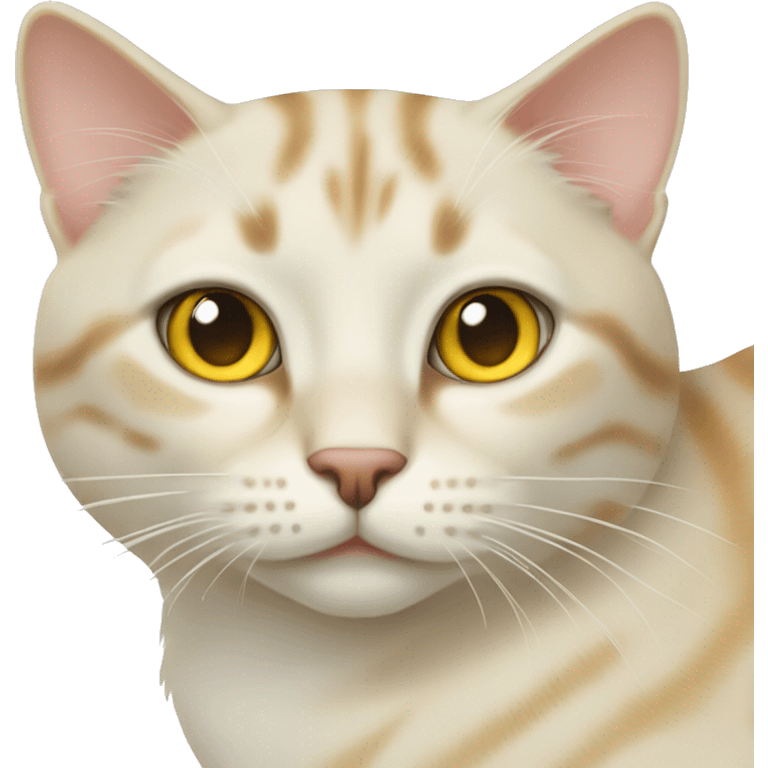 Cream colored tabby cat with yellow eyes emoji