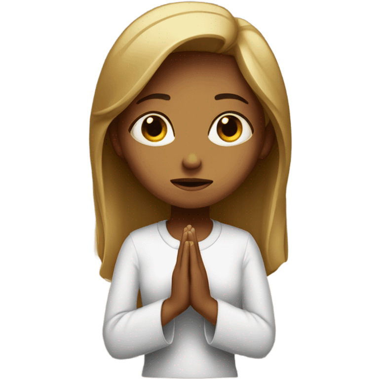 girl praying with serious face emoji