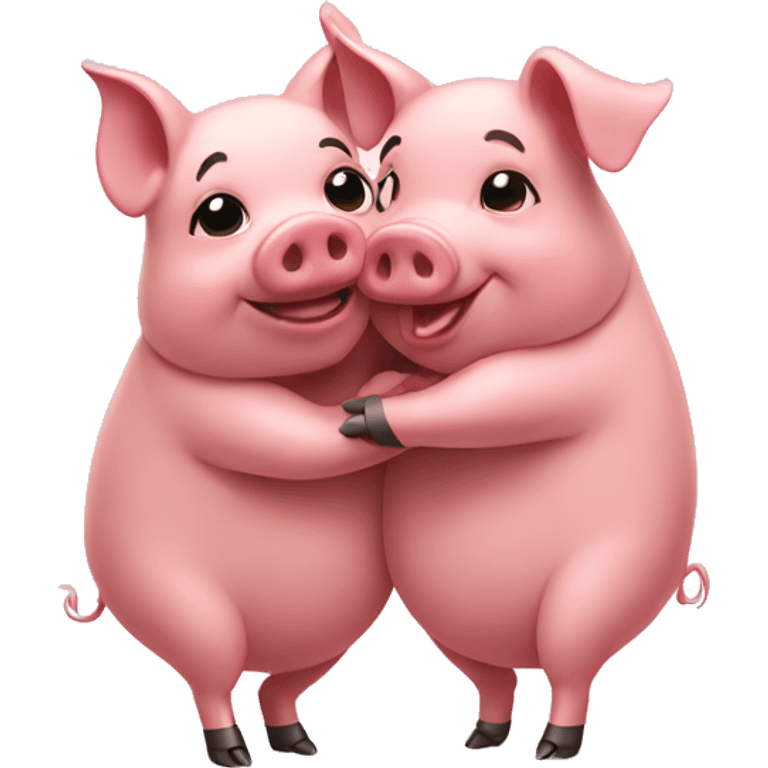 Two pigs hugging emoji