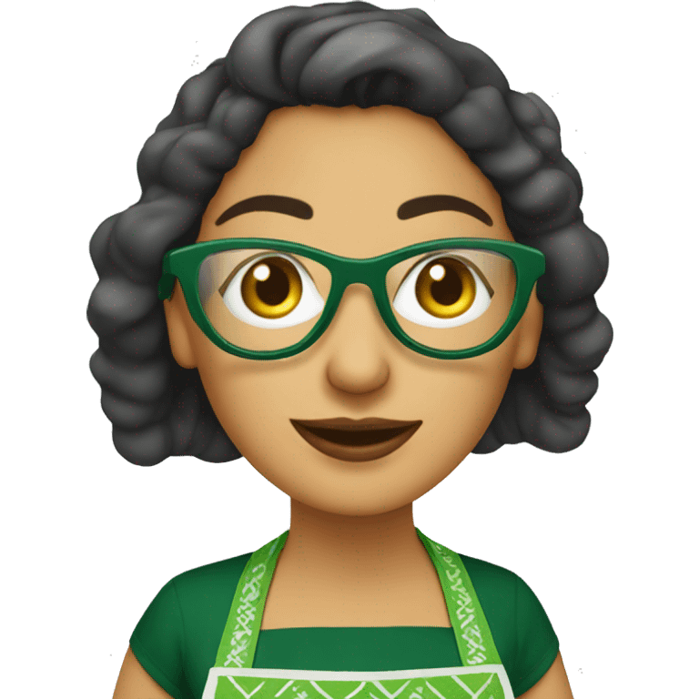 mexican lady green apron  with glasses cooking tacos emoji