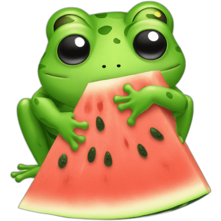 Frog hugging watermelon  emoji