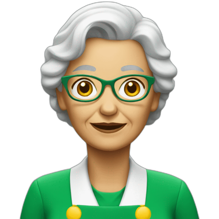 Old lady working with green mcdonalds uniform emoji