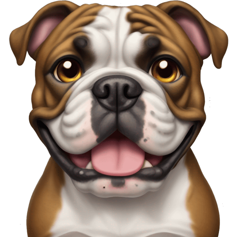 Brindle British bulldog with one eye smiling  emoji