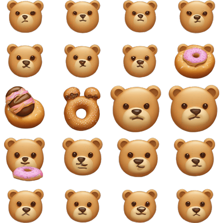 Bear with croissant bun and donut emoji