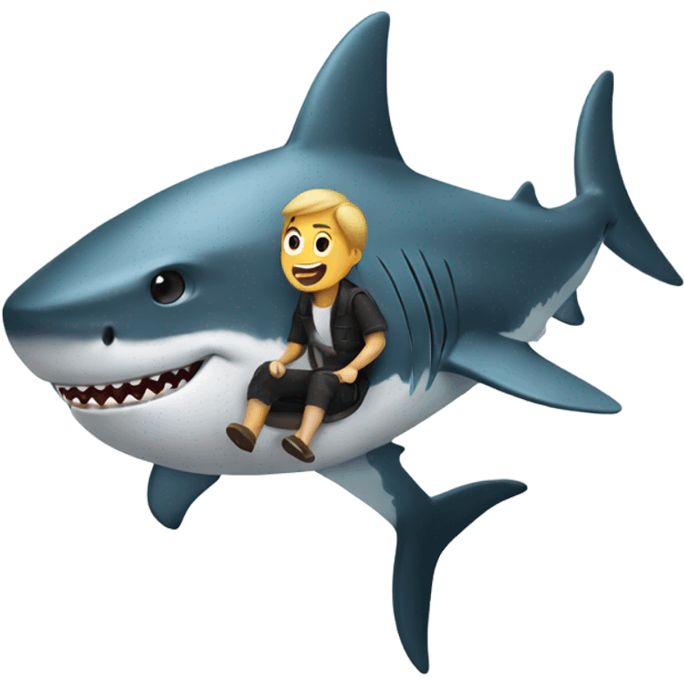 a person riding a shark emoji