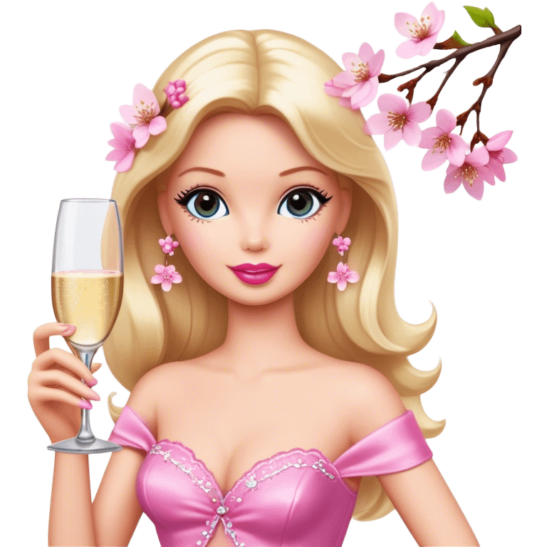 barbie with champagne,Cherry blossom emoji