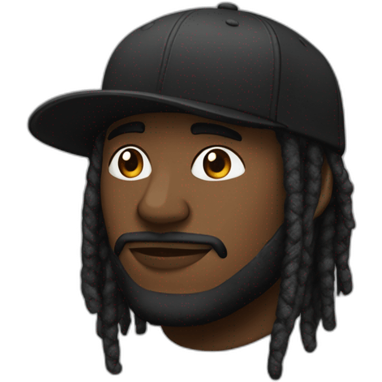 Noire  avec des dread court une casquette à lenves et un bouc emoji