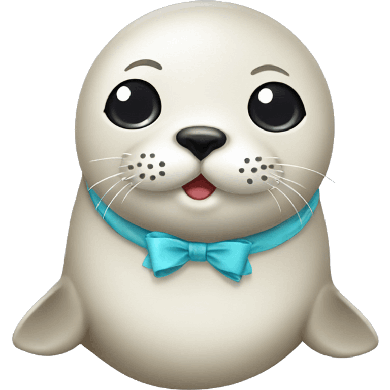 Kawaii seal with bow around neck emoji