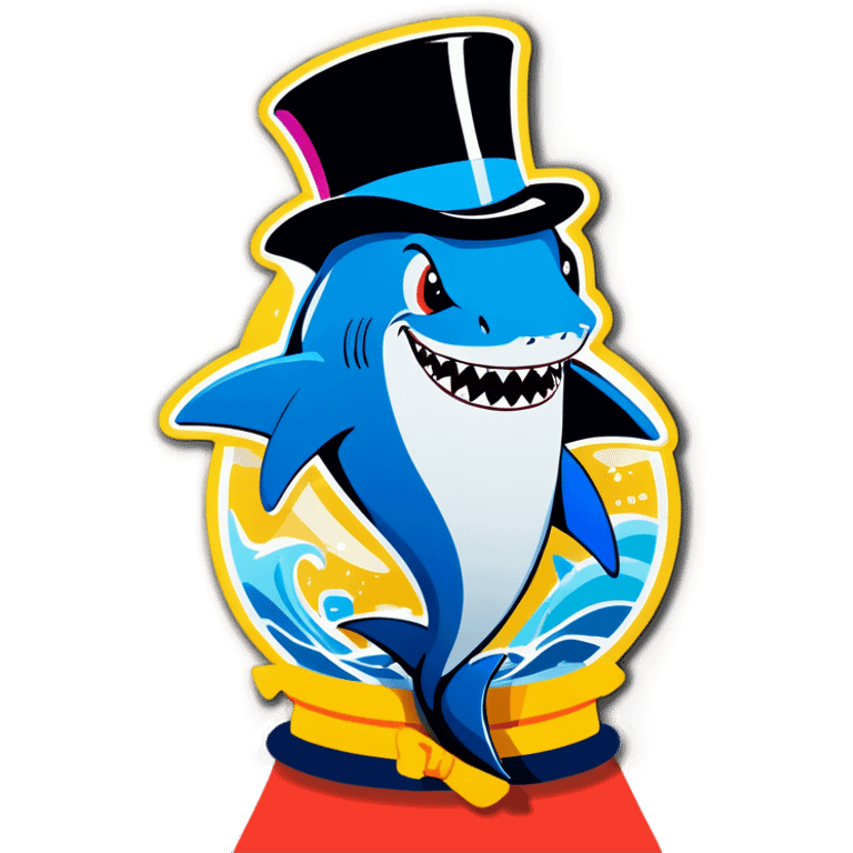 Shark with a top hat emoji