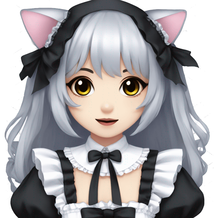 gothic lolita anime neko simplistic cute kawaii blushing maid cosplay emoji