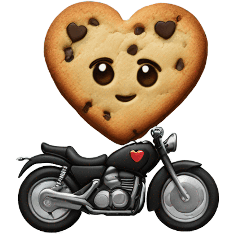 cookie heart with black motorcycle  emoji