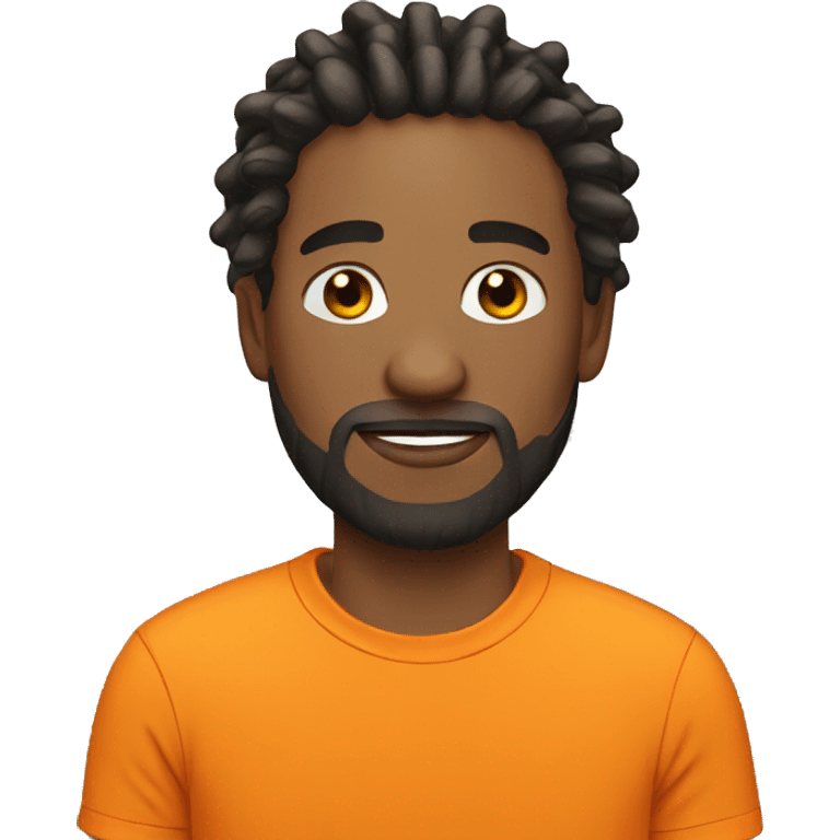 man with dreads and beard with orange tshirt emoji