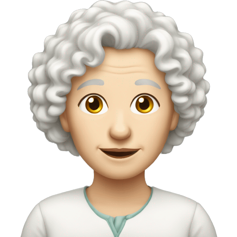 European, white curly hair, elderly, female emoji