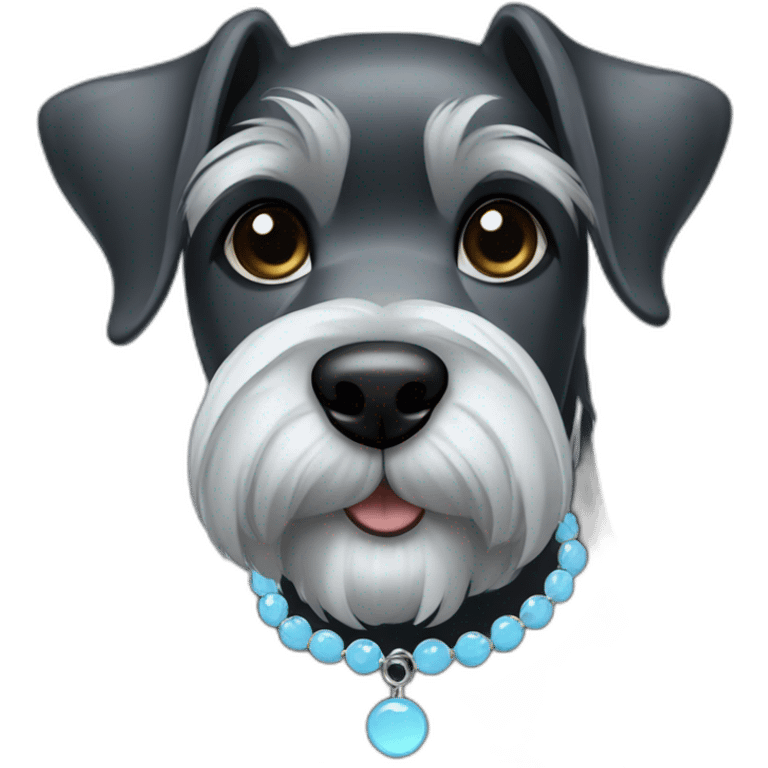 dark schnauzer with light blue necklace emoji