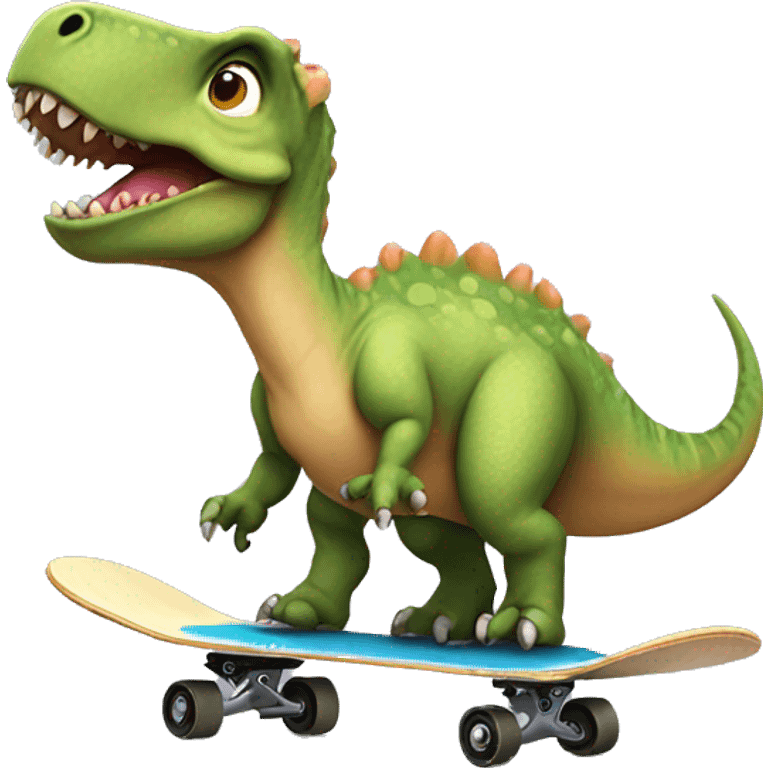 Dinosaur wearing a tutu on a skateboard  emoji