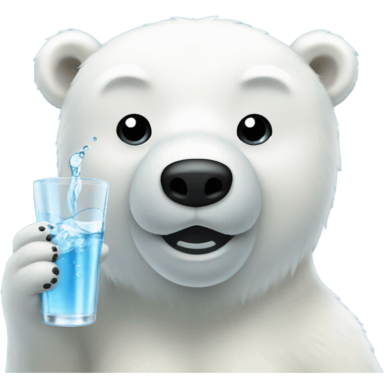 polar bear drinks glass water emoji