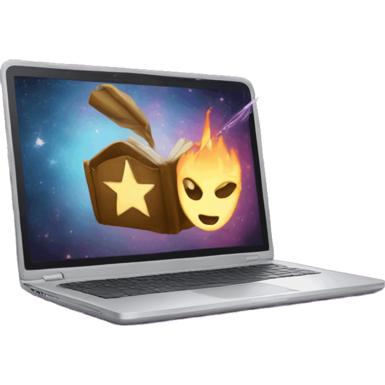 laptop and magic emoji