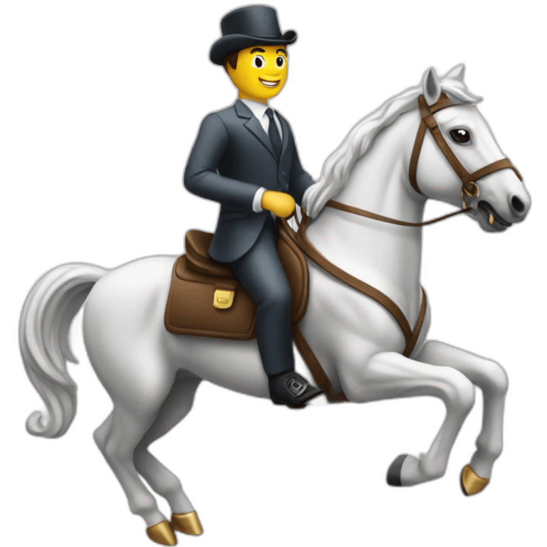 banker sitting on the white horse galloping emoji