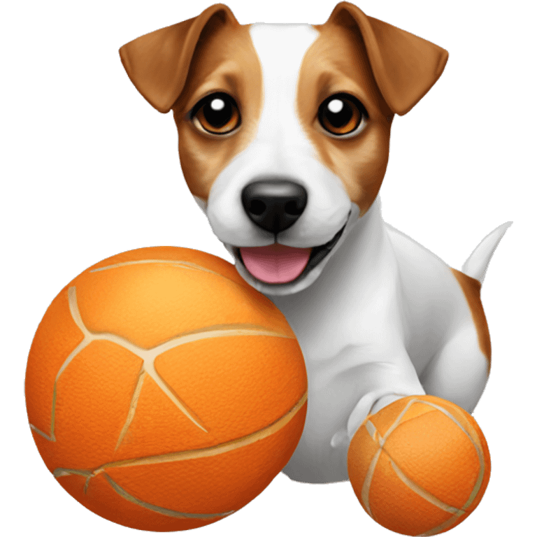 Jack Russell terrier eating a ball emoji