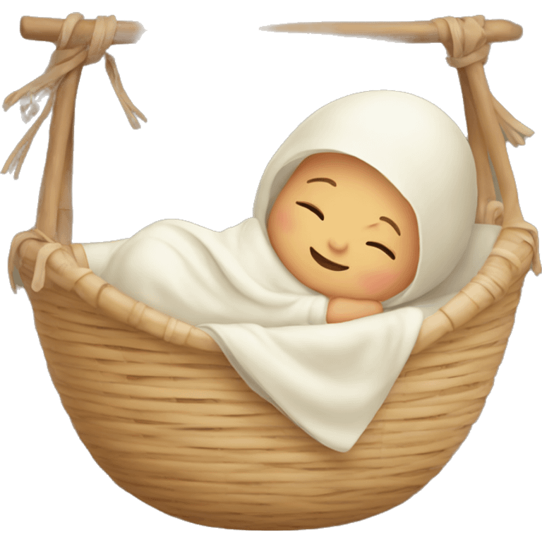 Newborn in a rattan cradle emoji