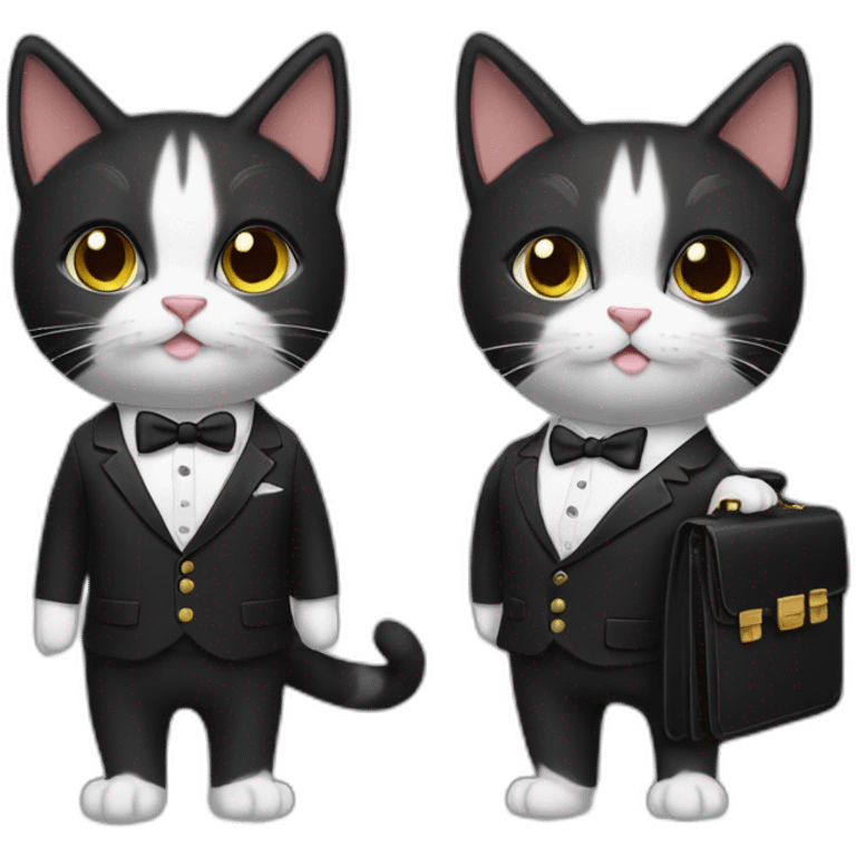 Tuxedo cat in a suit with briefcase emoji