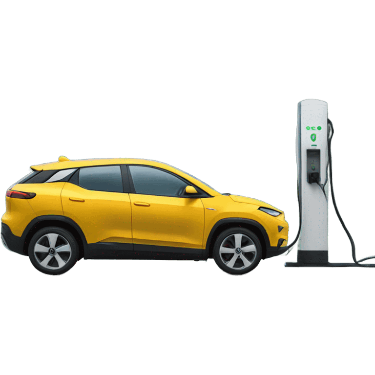 Electric car charging in mountains emoji