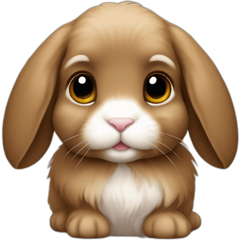 holland lop rabbit with floppy ears in apple iOS emoji style in brown fur all over with no other colour in their fur emoji