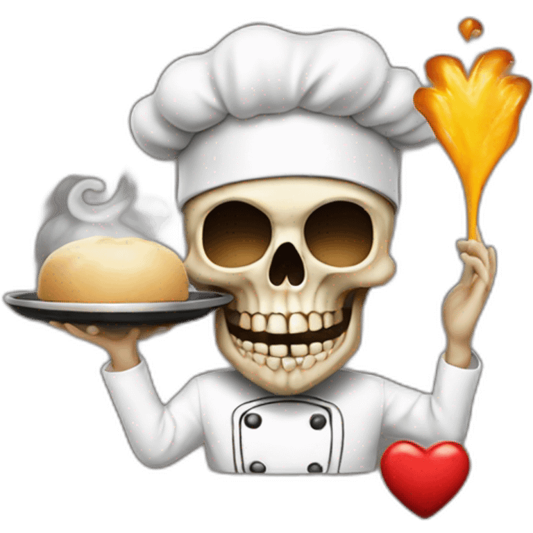 skull chef blowing a kiss heart emoji