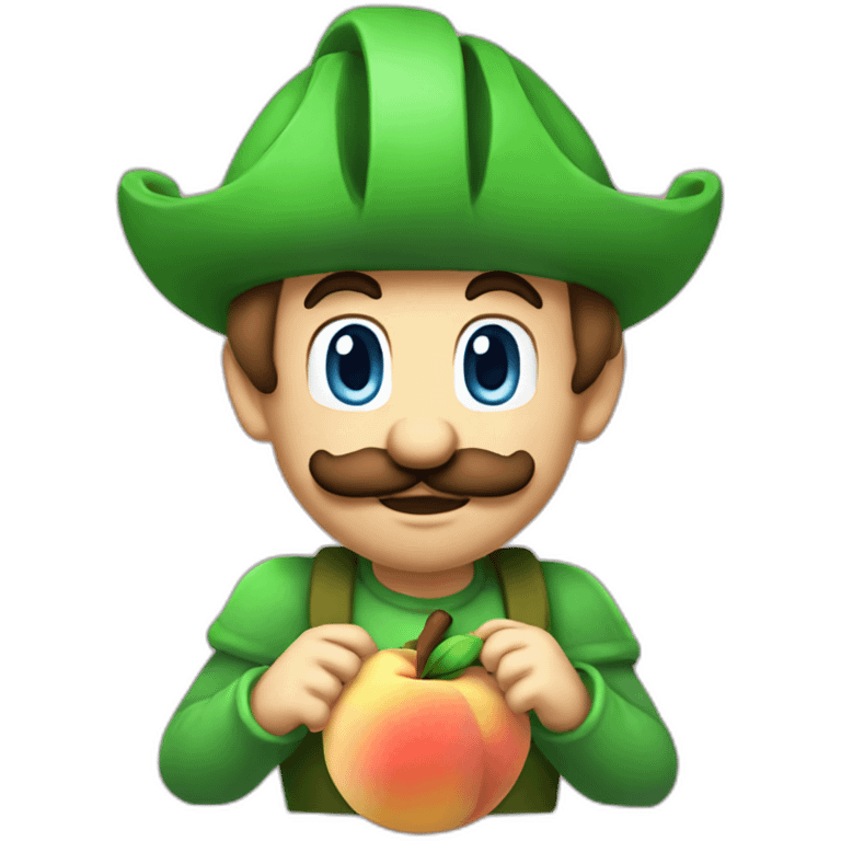 Luigi eating peach princess emoji