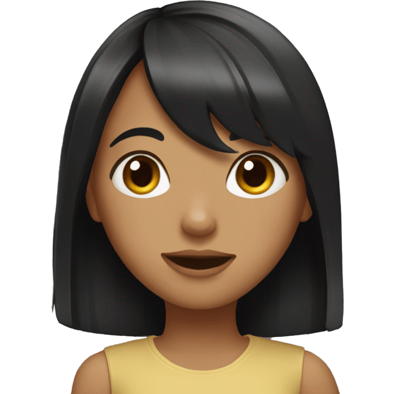 Girl with black hair and bangs, funny emoji