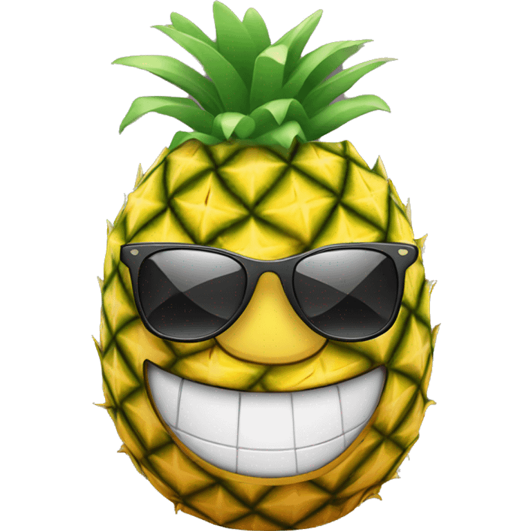 Upside down pineapple wearing sunglasses and a smile.  emoji