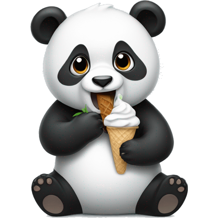 Panda eating ice cream emoji