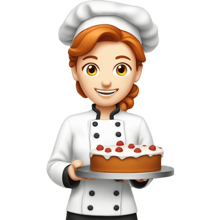 A redhead pastry chef making a cake emoji