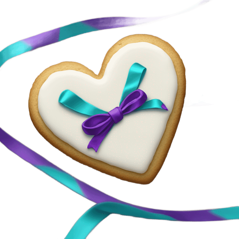 Cookie heart with purple teal awareness ribbon loop emoji