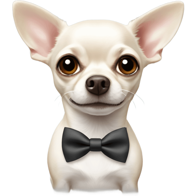 White chihuahua with bow tie emoji