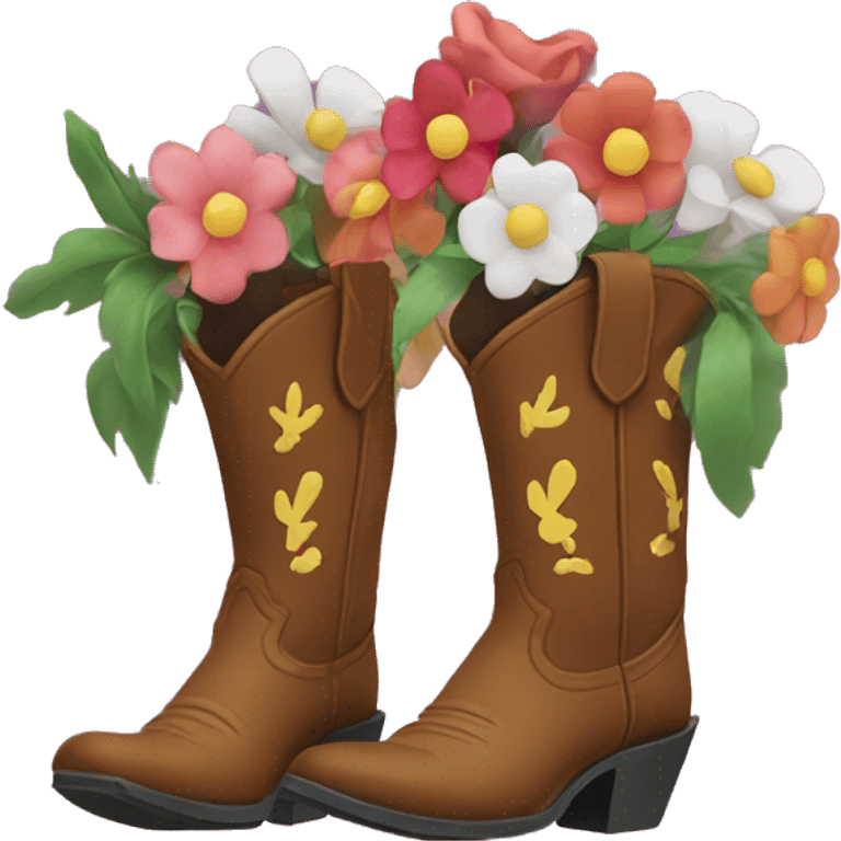 cowboy boots with flowers growing out emoji