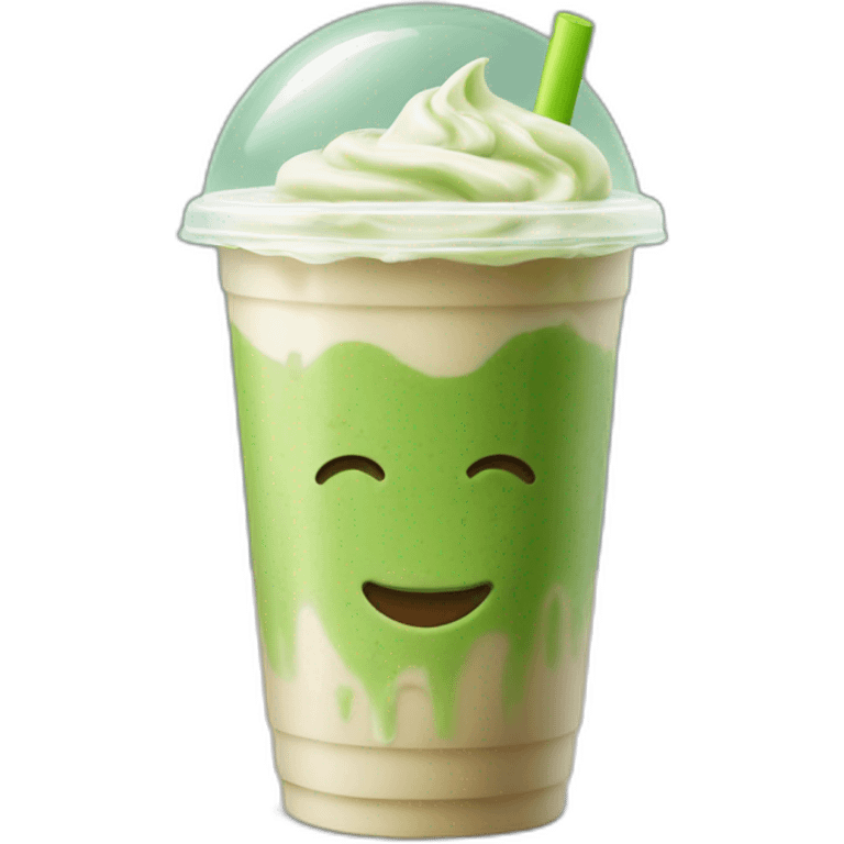 Oat iced matcha latte in a plastic cup emoji