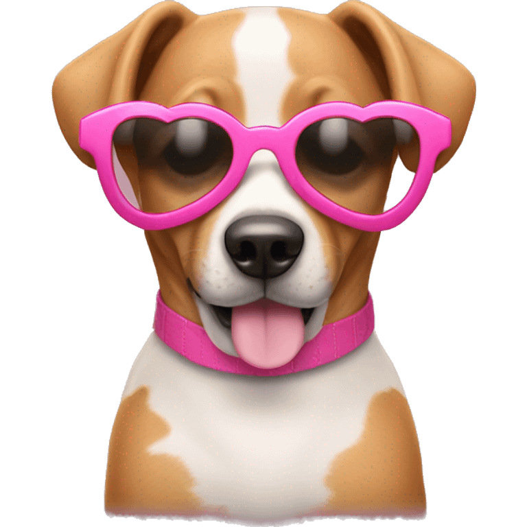 Dog wearing pink heart sunglasses emoji