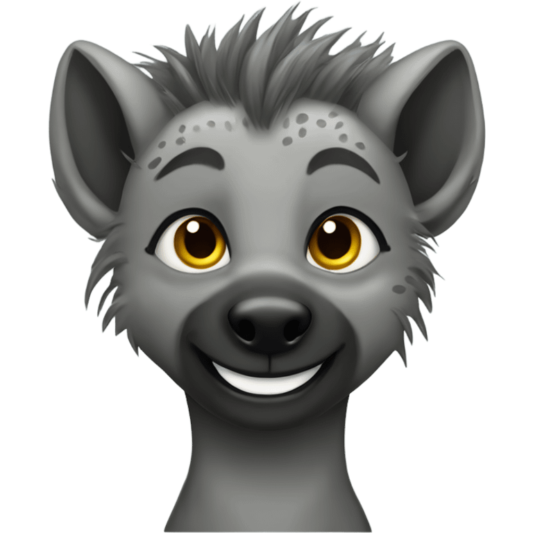 Gray female hyena with hawk hair style grinning  emoji