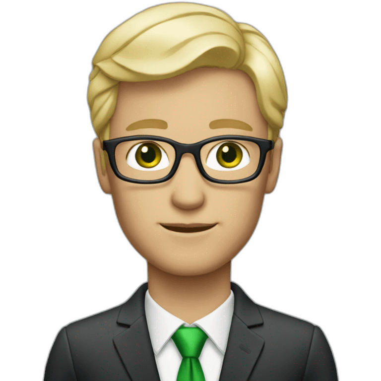 CEO blond man with glasses with green eyes emoji