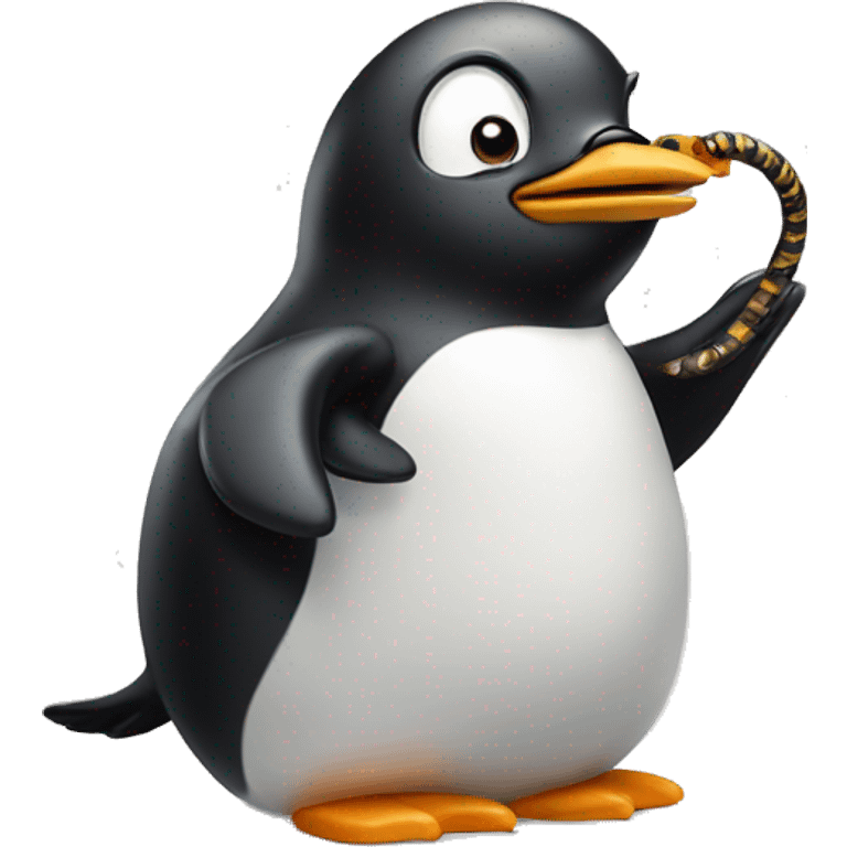 penguin riding a worm emoji