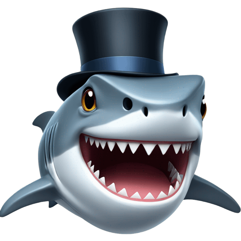 Shark with a top hat emoji