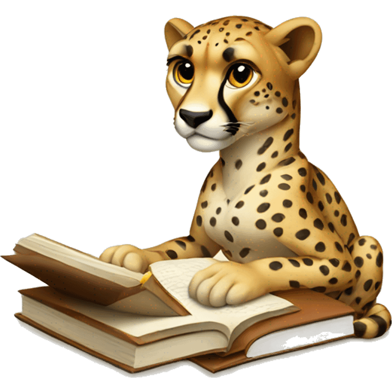 A cheetah studying emoji