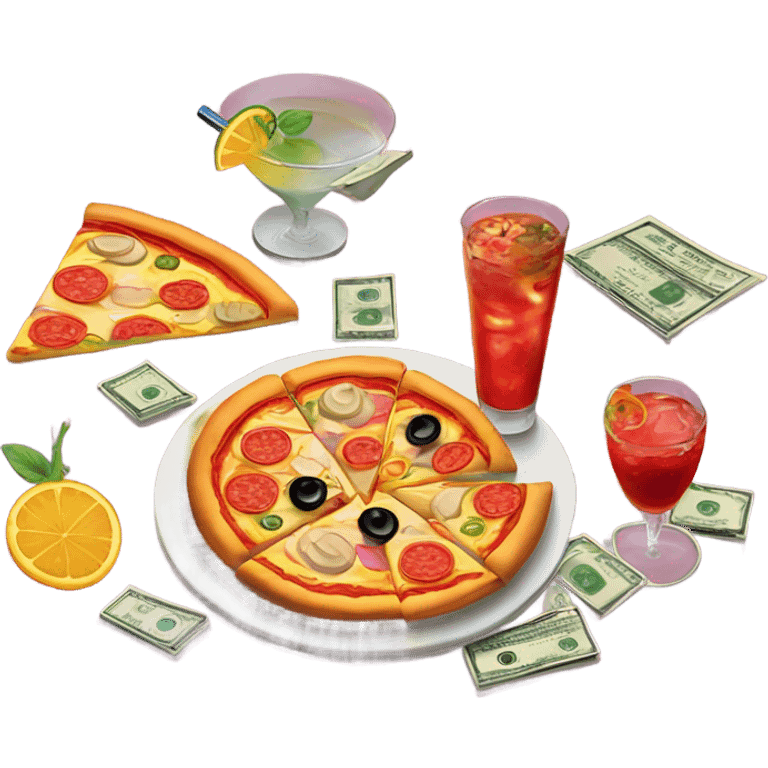 PIZZA COCKTAIL MONEY emoji