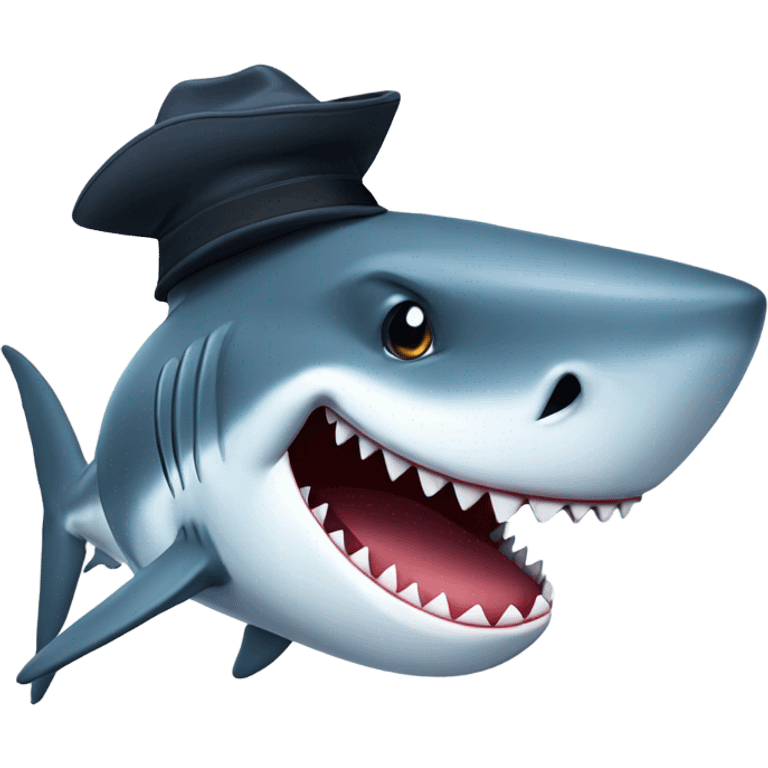 Grining shark with hat emoji