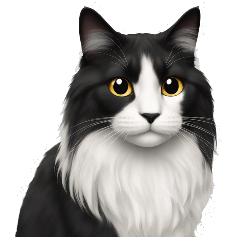 half Black and half white long hair cat with black muzzle emoji